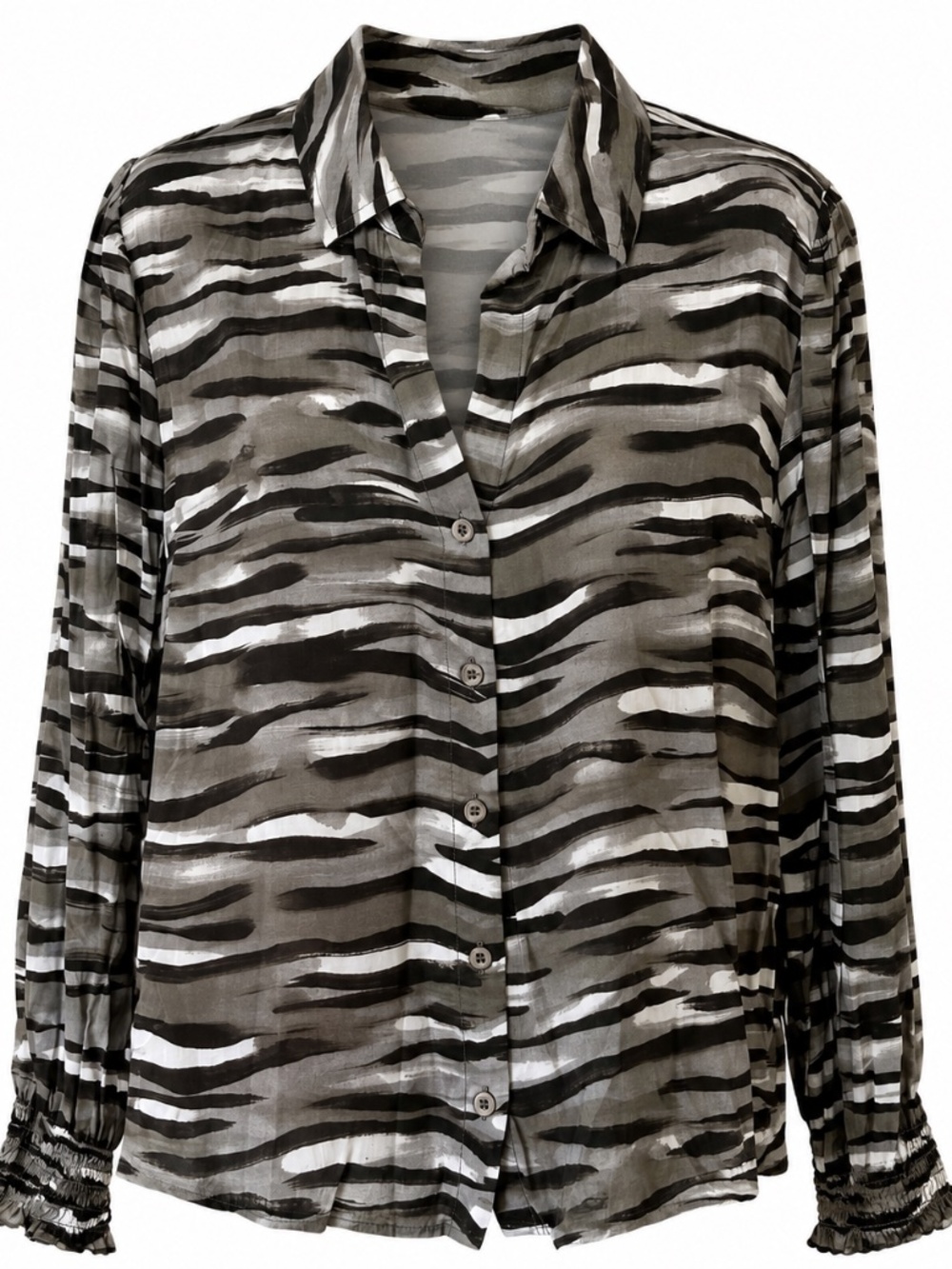 CLOTH & STONE Animal Print Button Down Collared Blouse
